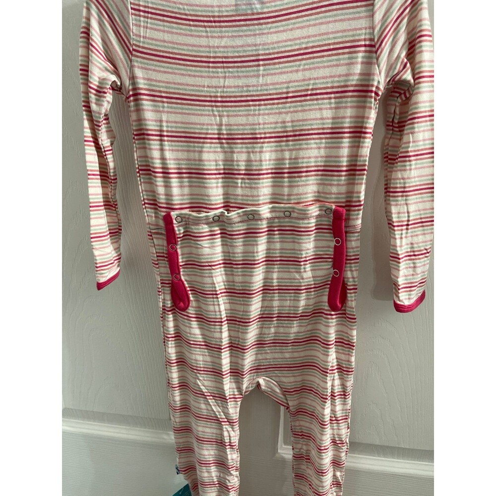 KicKee Pants Girl's Bamboo Fitted Coverall Desert Stripe Size 4T New With Tags - Picture 3 of 5